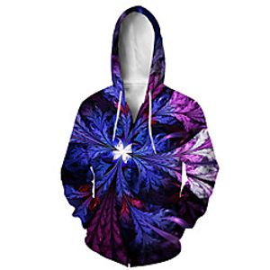 Men's Zip Up Hoodie Sweatshirt Animal 3D Casual Daily 3D Print Casual Hoodies Sweatshirts  Purple miniinthebox