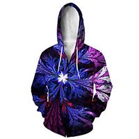 Men's Zip Up Hoodie Sweatshirt Animal 3D Casual Daily 3D Print Casual Hoodies Sweatshirts  Purple miniinthebox - thumbnail