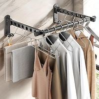 1pc Balcony Folding Drying Rack To Save Space, Wall Hanging Non-punching Drying Rod, Bathroom Drying Rod, Bathroom Invisible Storage Drying Rod, Combination Rod miniinthebox - thumbnail