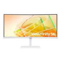 Samsung 34inch View Finity S6 S65TC UWQHD 3440 x 1440 Curved Monitor, HDMI, DP, Height, Tilt, Swivel, Warm White, Adjustable - LS34C650TAMXUE
