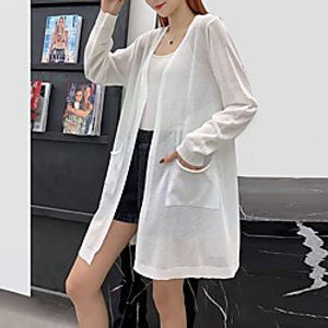 Women's Cardigan Knitted Front Pocket Pure Color Stylish Vintage Style Casual Long Sleeve Sweater Cardigans Open Front Spring Summer Green Blue White miniinthebox