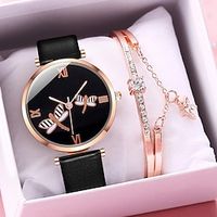 Quartz Watch for Women Analog Quartz Stylish Minimalist Fashion Creative With Jewelry Titanium Alloy PU Leather Cartoon Series Creative / One Year miniinthebox - thumbnail