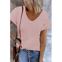 Blouse Women's White Yellow Pink Solid / Plain Color Seamless Daily Daily V Neck S Lightinthebox