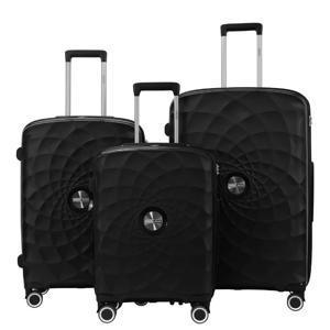 PARA JOHN Lightweight 3-Piece Polypropylene Luggage Set with 8 Spinner Wheels - BLACK