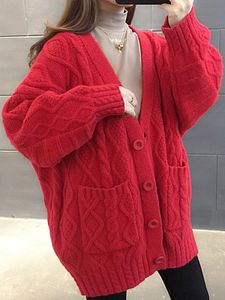 Solid Color Long-Sleeved Thick Cardigan Knitted Jacket