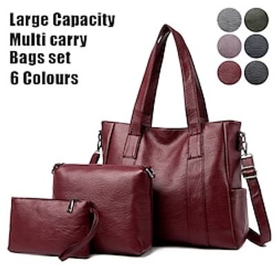 Women's Crossbody Bag Tote Bag Set PU Leather Outdoor Daily Holiday Zipper Large Capacity Waterproof Lightweight Solid Color claret Black Navy Blue Lightinthebox Women's Crossbody Bag Tote Bag Set PU Leather Outdoor Daily Holiday Zipper Large Capacity Waterproof Lightweight Solid Color claret Black Navy Blue Lightinthebox