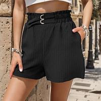 Women's Shorts Polyester Plain Black Casual Daily Short Going out Weekend Summer Lightinthebox