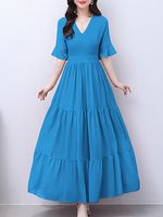 V-Neck Floral Printed Maxi Dress - thumbnail