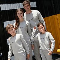 Family Look Tops Cotton Letter Print Gray White Black Long Sleeve Basic Matching Outfits  Cute Lightinthebox - thumbnail