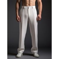 Men's Dress Pants Corduroy Pants Trousers Suit Pants Button Front Pocket Straight Leg Plain Comfort Business Daily Holiday Fashion Chic Modern White miniinthebox