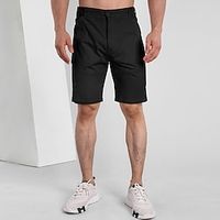 Men's Shorts Sunday Shorts Sports Going out Weekend Running Casual Button Pocket Plain Knee Length Cotton Blend Gymnatics Activewear Wine Red Black Micro-elastic Lightinthebox - thumbnail