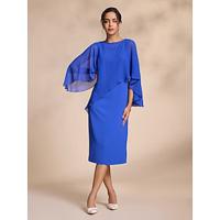 Chiffon Round Sleeve 2 Piece Midi Dress