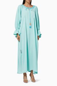 Embroidered Kaftan with Tassels