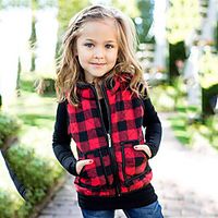 Kids Girls' Vest Long Sleeve White Red Plaid Pocket Street Vacation Active Sport 2-6 Years Lightinthebox - thumbnail