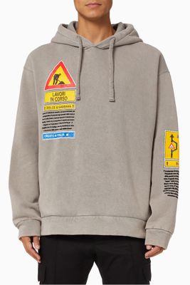 Road Sign Hoodie in Cotton Jersey Road Sign Hoodie in Cotton Jersey