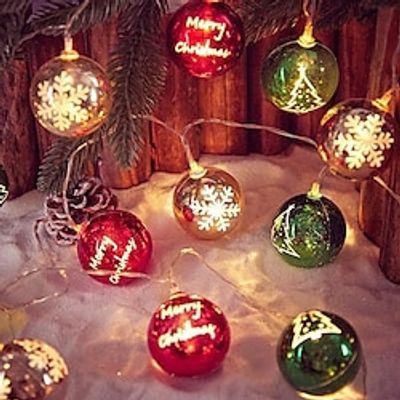 LED Christmas Stars Snow Globe Fairy String Lights 2m 10LEDs Battery Powered Christmas New Year Party Holiday Home Decoration Hanging Lights miniinthebox