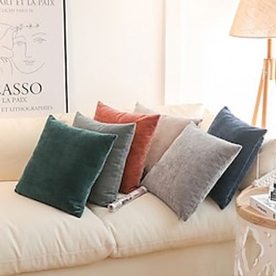 Solid Color Chenille Ins Style Sofa Pillow, Car Waist Pillow Sample Room, Bay Window, Square Cushion, Household Use miniinthebox