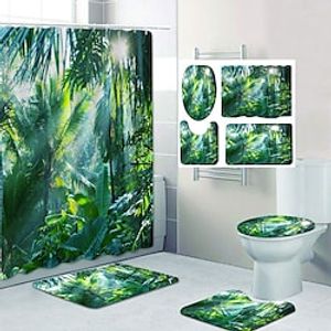 Coconut Trees In The Sunset Pattern Printing Bathroom Shower Curtain Leisure Toilet Four-Piece Design Lightinthebox