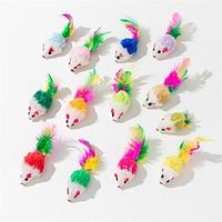 pet products manufacturer simulation plush mouse doll set feather mouse resistant to scratching and grinding teeth cat toys Lightinthebox - thumbnail