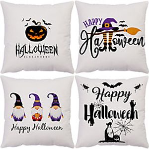 Halloween Double Side Cushion Cover 4PC Soft Decorative Square Throw Pillow Cover Cushion Case Pillowcase for Bedroom Livingroom Superior Quality Machine Washable Indoor Cushion for Sofa Couch Bed Chair Lightinthebox