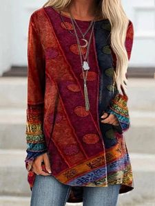 Round Neck Print Long Sleeve T-shirt