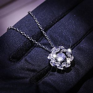 Women's Clear AAA Cubic Zirconia Pendant Necklace Monogram Floral / Botanicals Dainty Korean Sweet Brass Silver 50 cm Necklace Jewelry 1pc For Party Evening Gift Birthday Party Beach miniinthebox