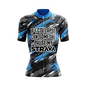 21Grams Women's Short Sleeve Cycling Jersey Summer Spandex Polyester Blue Graffiti Bike Jersey Top Mountain Bike MTB Road Bike Cycling Quick Dry Moisture Wicking Breathable Sports Clothing Apparel Lightinthebox