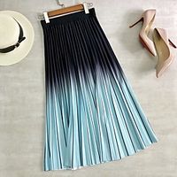 Women's Date Weekend Basic Streetwear Capris Skirts Gradient Pleated Blue Yellow Blushing Pink miniinthebox - thumbnail