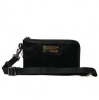 Dolce Gabbana Black Nylon Logo Plaque Keyring Pouch Clutch Bag (BAG1350)