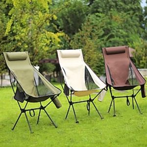 Folding Camping Chair with Headrest and Cup Holder, High-Back Portable Outdoor Beach Chair with Bag,Backpacking Chair for Fishing Picnic and Hiking miniinthebox