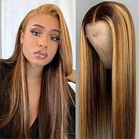Highlight Wig Lace Front Human Hair Wigs For Women Brazilian Straight Hair Frontal Wig T Part 4x1 Closure Wig 180% Density Lightinthebox - thumbnail