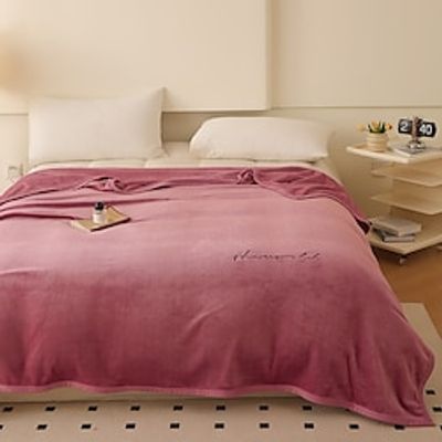 Thickening Solid Color Throw Blanket Exquisite Embroidery Throw Sofa Blanket Soft Fuzzy Fluffy Cozy Blanket Plush Comfy Warm Blanket For Couch Bed Chair Sofa Bedroom Holiday Gift Lightinthebox