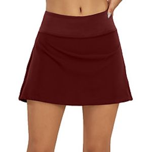 Women's Running Shorts Running Skirt Athletic Bottoms 2 in 1 Spandex Summer Gym Workout Running Jogging Training Exercise Quick Dry Breathable Soft Sport Solid Colored Wine  Stretchy Lightinthebox