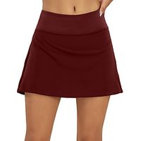 Women's Running Shorts Running Skirt Athletic Bottoms 2 in 1 Spandex Summer Gym Workout Running Jogging Training Exercise Quick Dry Breathable Soft Sport Solid Colored Wine  Stretchy Lightinthebox - thumbnail