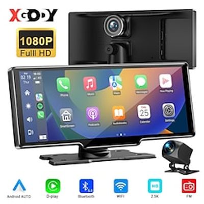 10.26 Inch 2.5K1080P Dual Lens Car Dvr Recorder Touch Screen Dash Cam with Wireless D-Play Android Auto Bluetooth Voice Control Rear Camera miniinthebox