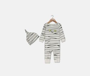 Toddler Glow Mummy Jumpsuit & Hat Set  White/Black
