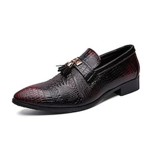 Men's Loafers  Slip-Ons Casual Classic Daily Office  Career PU Wine Black Spring Summer Lightinthebox