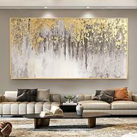 Abstract Gold Foil Oil Painting On Canvas Large hand painted Wall Art Gold foil Painting Minimalist Custom Painting Modern artwork for Living Room Decor Lightinthebox