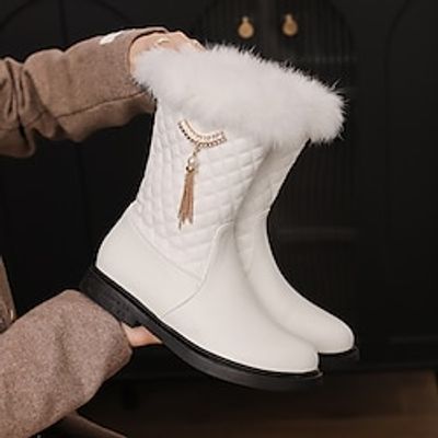 Women's Boots Snow Boots Winter Boots Comfort Shoes Daily Hidden Heel Casual Comfort Faux Leather Black White Lightinthebox