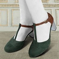 Women's Heels Pumps Mary Jane Plus Size Party Outdoor Kitten Heel Round Toe Elegant Vacation Vintage Suede Buckle T-Strap Black Royal Blue Green Lightinthebox - thumbnail