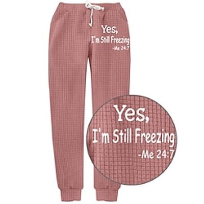 Women's Waffle Knit Sweatpants Chinos Full Length Pocket Sweatpants Daily Wear Light Pink Transparent Blue S M Fall  Winter Lightinthebox