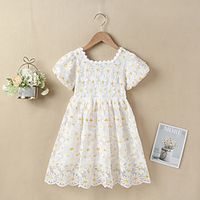 Kids Little Girls' Dress Flower Tulle Dress Special Occasion Birthday Party Embroidered White Knee-length Short Sleeve Regular Cute Dresses Children's Day Summer Regular Fit 2-6 Years Lightinthebox - thumbnail