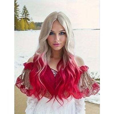 26 Inches Color Block Long Curly Synthtic Hair Wig For Women, Suitable For Halloween, Christmas, Role Play, And Daily Wear, With Body Waves, Center Parting And No Bangs miniinthebox 26 Inches Color Block Long Curly Synthtic Hair Wig For Women, Suitable For Halloween, Christmas, Role Play, And Daily Wear, With Body Waves, Center Parting And No Bangs miniinthebox