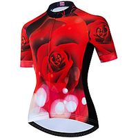 21Grams Women's Short Sleeve Cycling Jersey Summer Spandex Black / Red Rose Bike Top Mountain Bike MTB Road Bike Cycling Quick Dry Moisture Wicking Sports Clothing Apparel / Stretchy / Athleisure miniinthebox - thumbnail