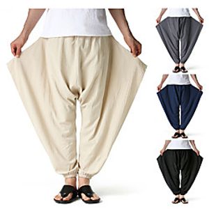 Men's Chino Loose Casual Harem Loose Chinos Pants Solid Colored Full Length Black Khaki Dark Gray Navy Blue Lightinthebox