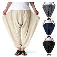 Men's Chino Loose Casual Harem Loose Chinos Pants Solid Colored Full Length Black Khaki Dark Gray Navy Blue Lightinthebox - thumbnail