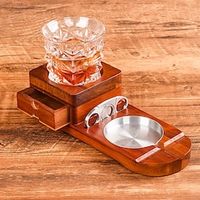 Cigar Ashtrays Wooden, Cigar Holder with Cigar Cutter Whiskey Accessories Coasters Cigar Ash Tray with Drawer Cigar Luxury Gifts Cigar Accessories for Men Dad Christmas Lightinthebox - thumbnail