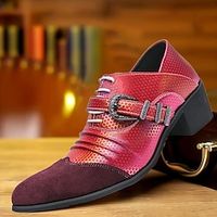 Men's Oxfords Formal Shoes Dress Shoes Comfort Shoes Walking Vintage Daily PU Height Increasing Loafer Black Red Color Block Fall Winter miniinthebox