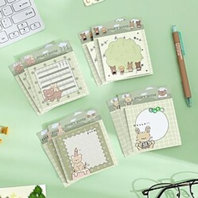 4 pcs UShark Sticky Notes 7.67.6 inch Colorful Paper Lined Cute Self-adhesive Post It Notes for School Office Student miniinthebox
