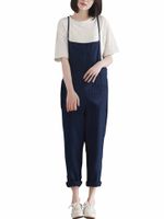 Casual Pure Color Pocket Strap Pants Jumpsuits For Women